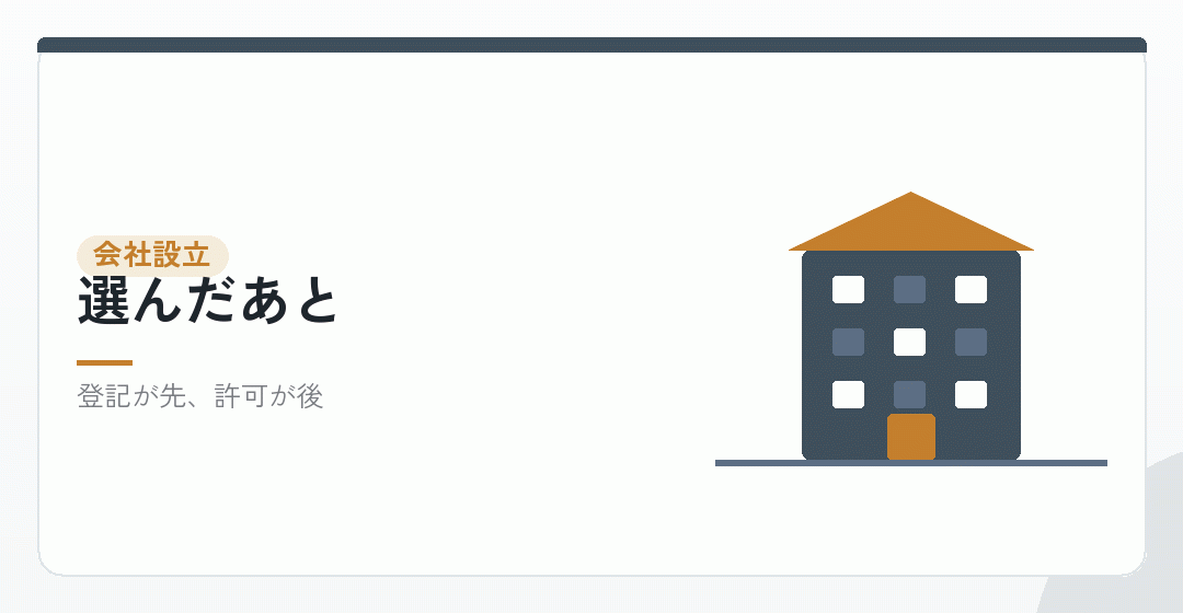 会社設立を選んだ場合の順番を表したイラスト