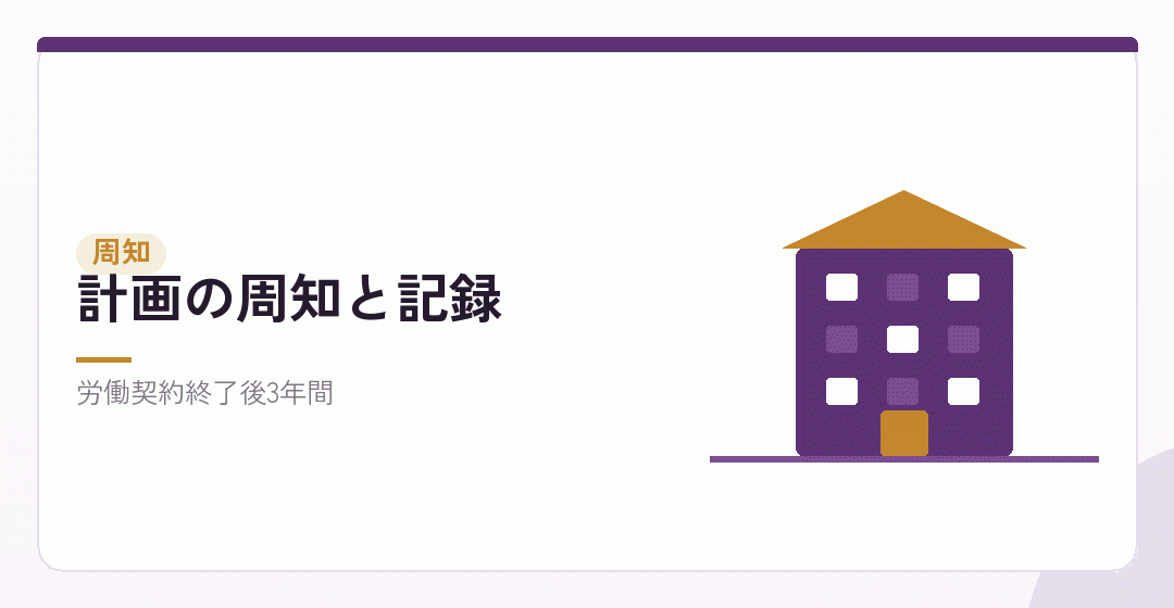 計画の周知と記録の保存を表したイラスト