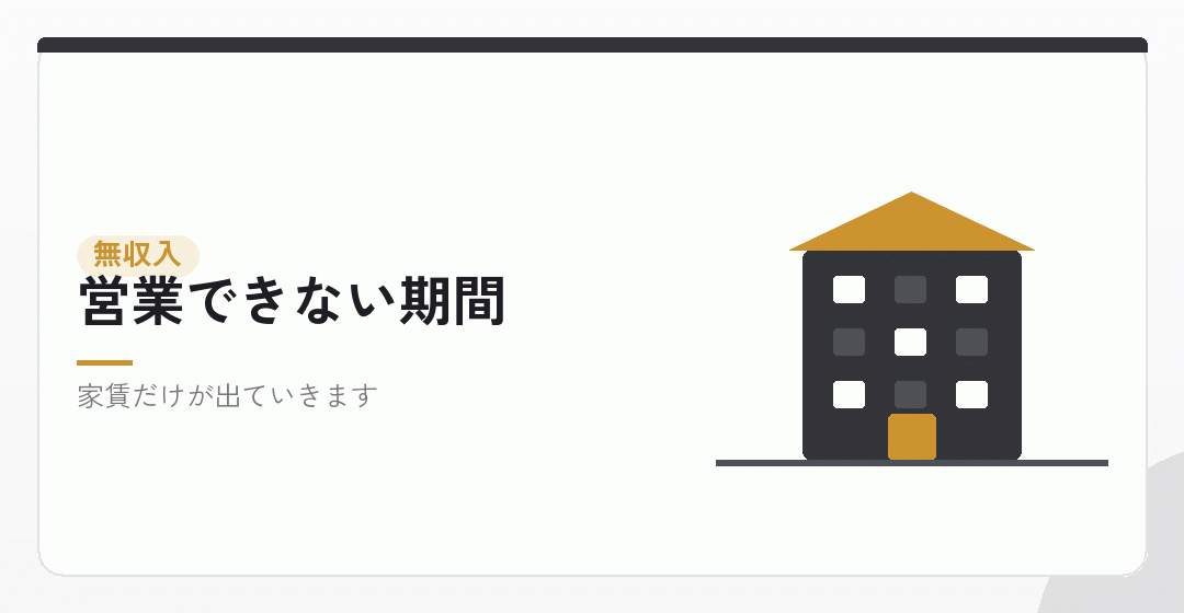 営業できない期間の家賃を表したイラスト