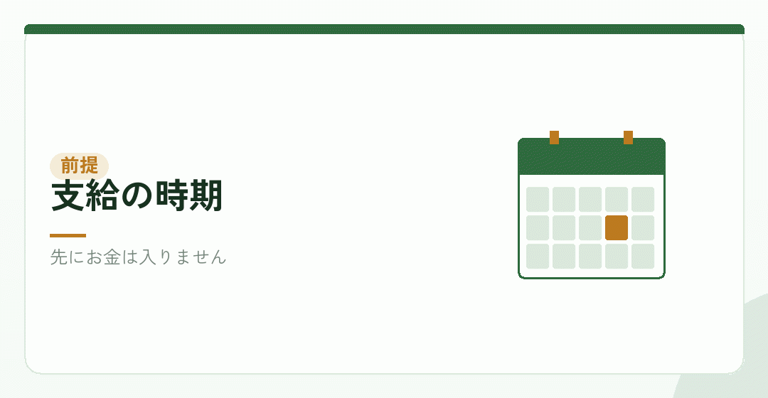 助成金が後払いであることを表したイラスト