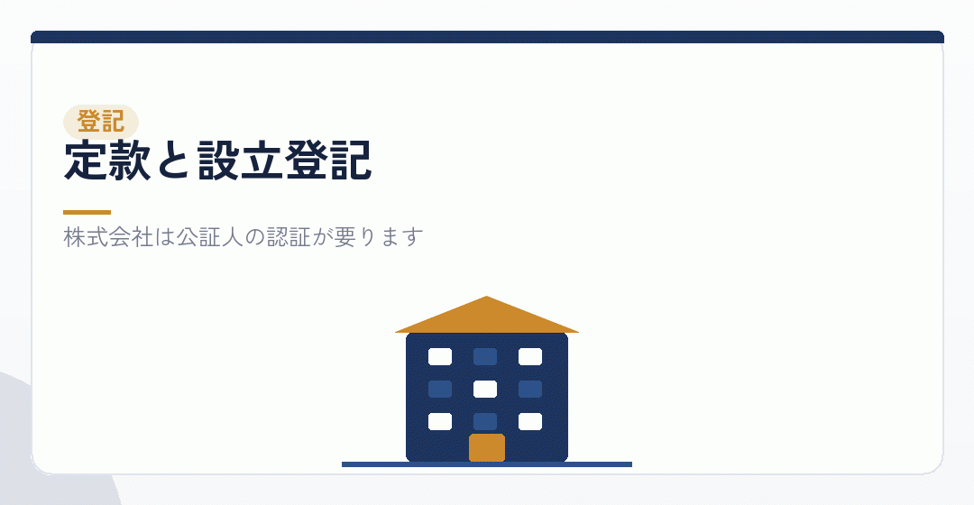 定款と設立登記を表したイラスト