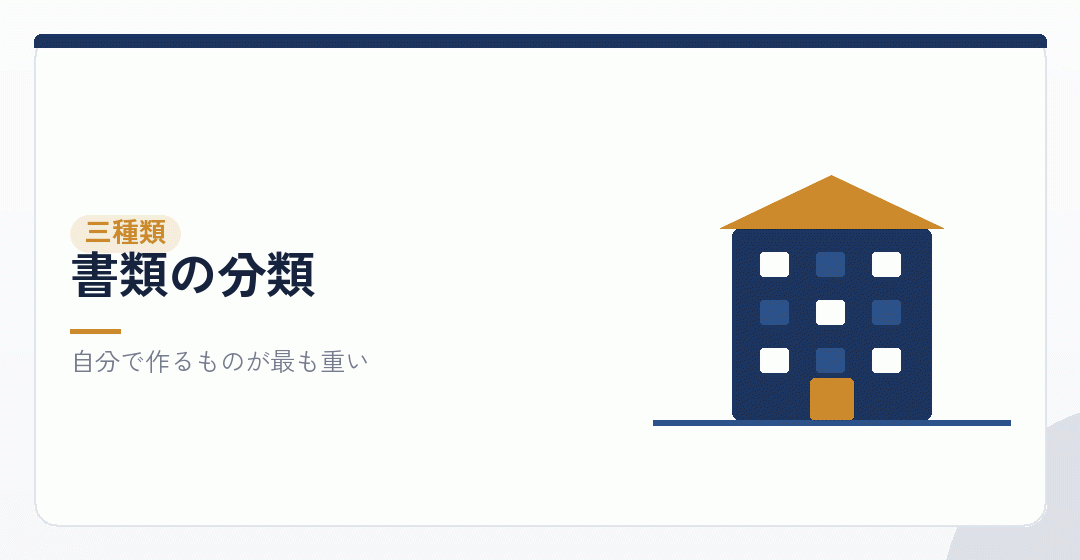 書類を三つの種類に分けるイラスト
