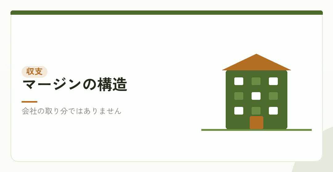 マージンから事業主負担が引かれることを表したイラスト
